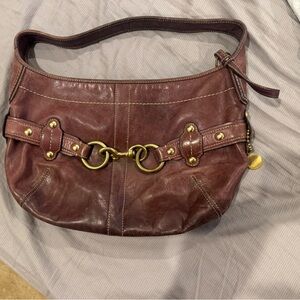 Coach 11261 Vintage Leather Ergo Horsebit Shoulder Bag Plum Burgandy Bordeaux